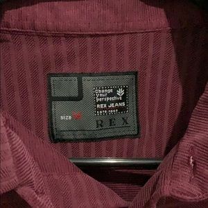 S - lightly striped burgandy polo - REX